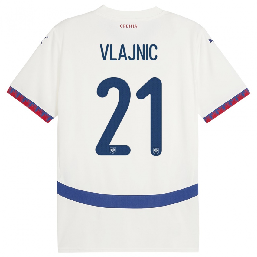 Niño Camiseta Serbia Tyla Jay Vlajnic #21 Blanco 2ª Equipación 24-26 La Camisa Perú