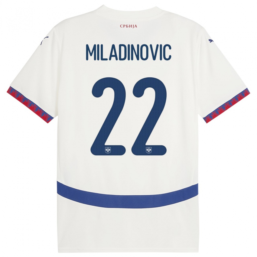 Niño Camiseta Serbia Igor Miladinovic #22 Blanco 2ª Equipación 24-26 La Camisa Perú
