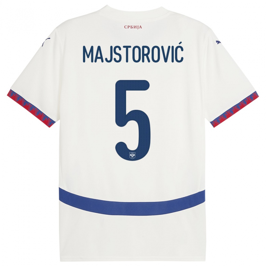 Niño Camiseta Serbia Milan Majstorovic #5 Blanco 2ª Equipación 24-26 La Camisa Perú