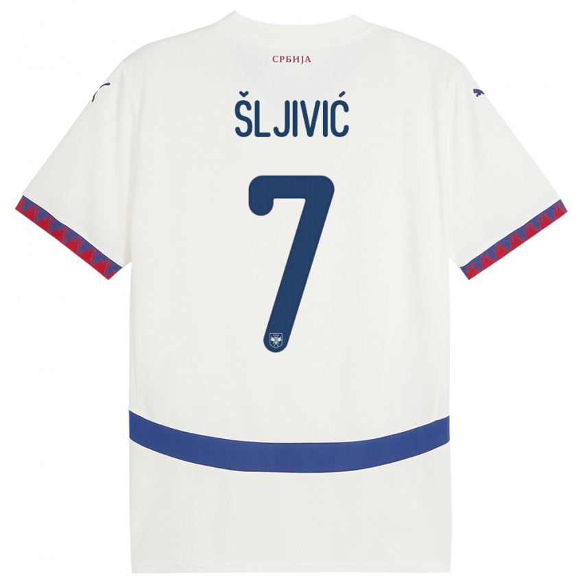 Niño Camiseta Serbia Jovan Sljivic #7 Blanco 2ª Equipación 24-26 La Camisa Perú