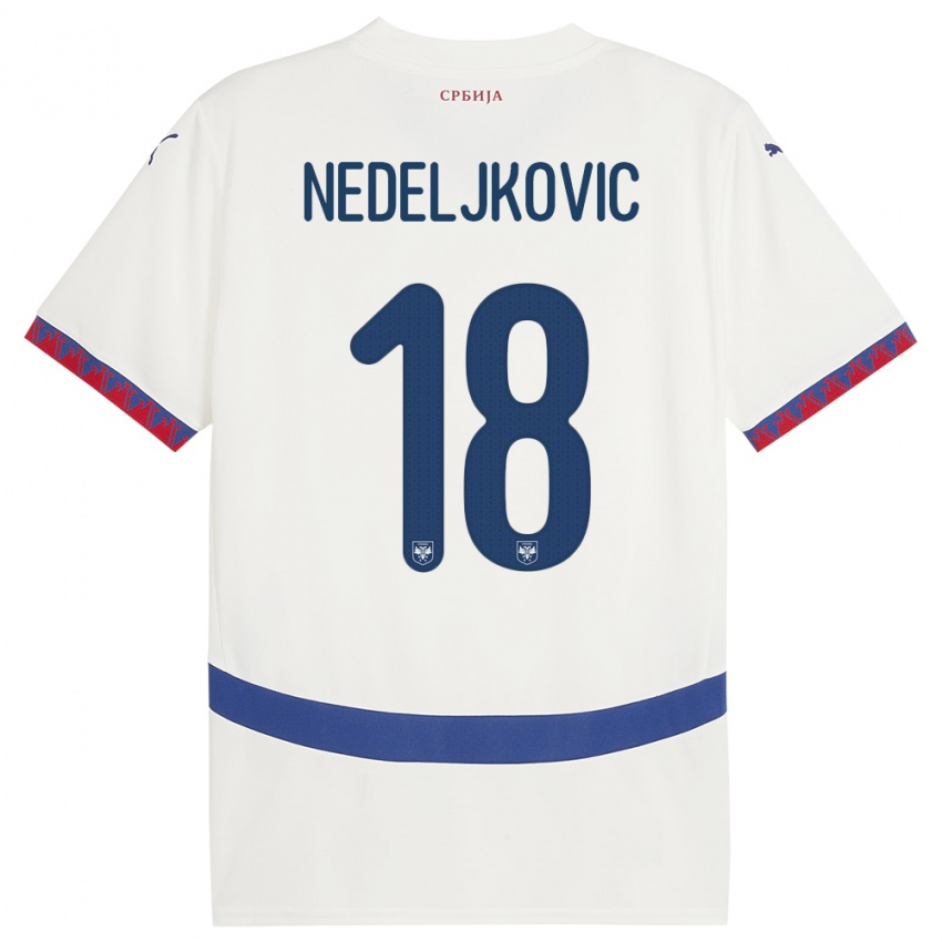 Niño Camiseta Serbia Kosta Nedeljkovic #18 Blanco 2ª Equipación 24-26 La Camisa Perú