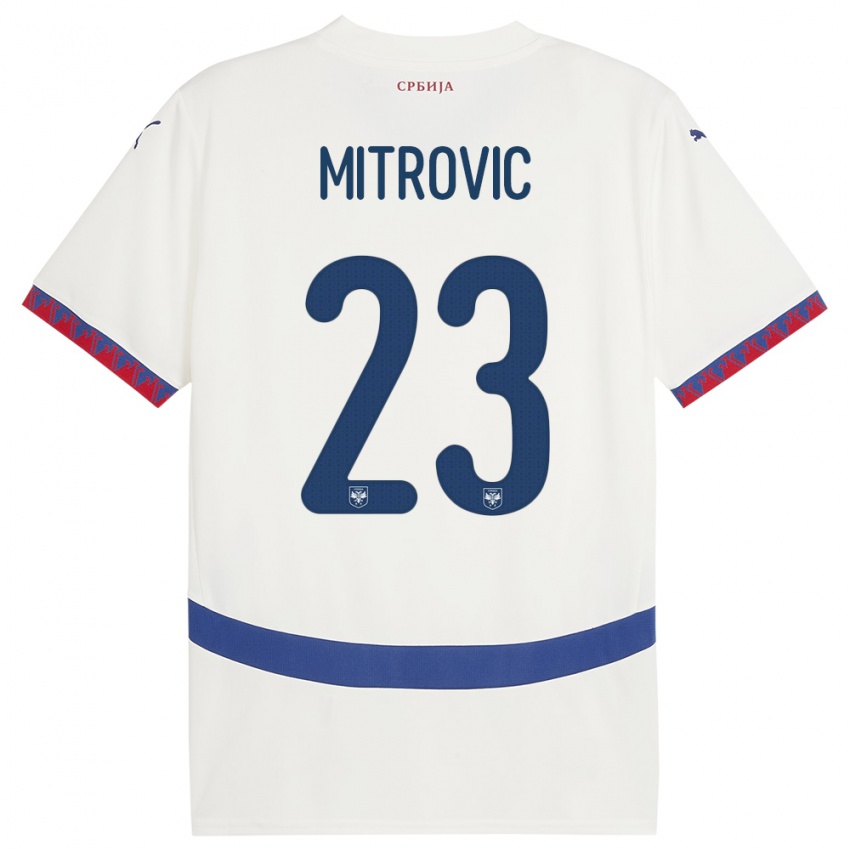 Niño Camiseta Serbia Vuk Mitrovic #23 Blanco 2ª Equipación 24-26 La Camisa Perú