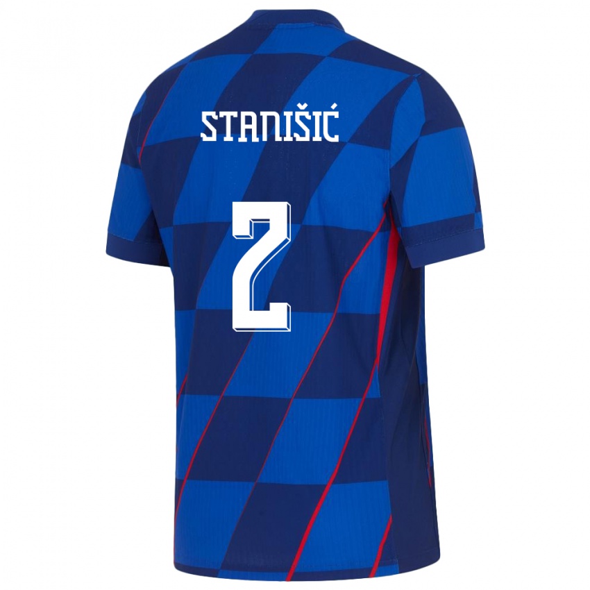 Niño Camiseta Croacia Josip Stanisic #2 Azul 2ª Equipación 24-26 La Camisa Perú