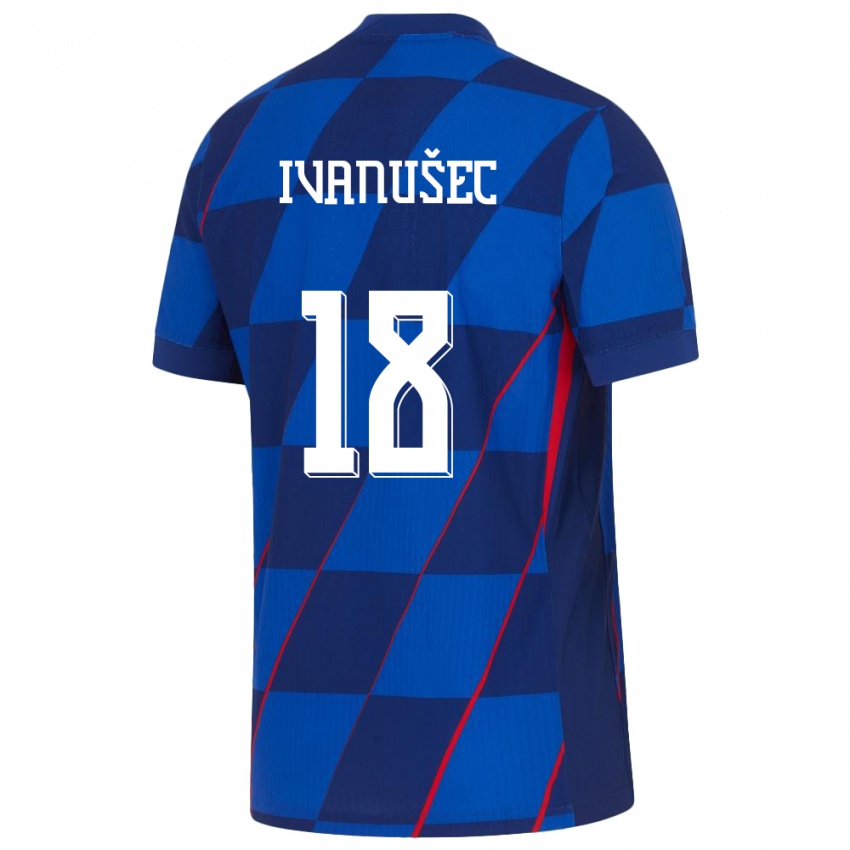 Niño Camiseta Croacia Luka Ivanusec #18 Azul 2ª Equipación 24-26 La Camisa Perú