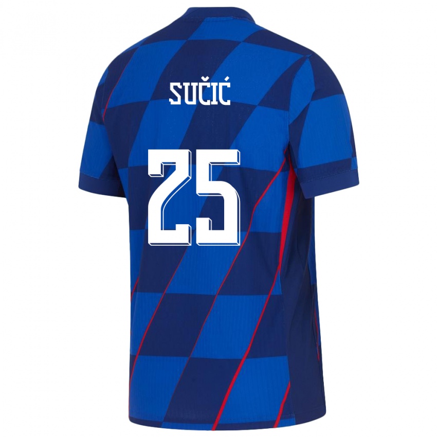 Niño Camiseta Croacia Luka Sucic #25 Azul 2ª Equipación 24-26 La Camisa Perú