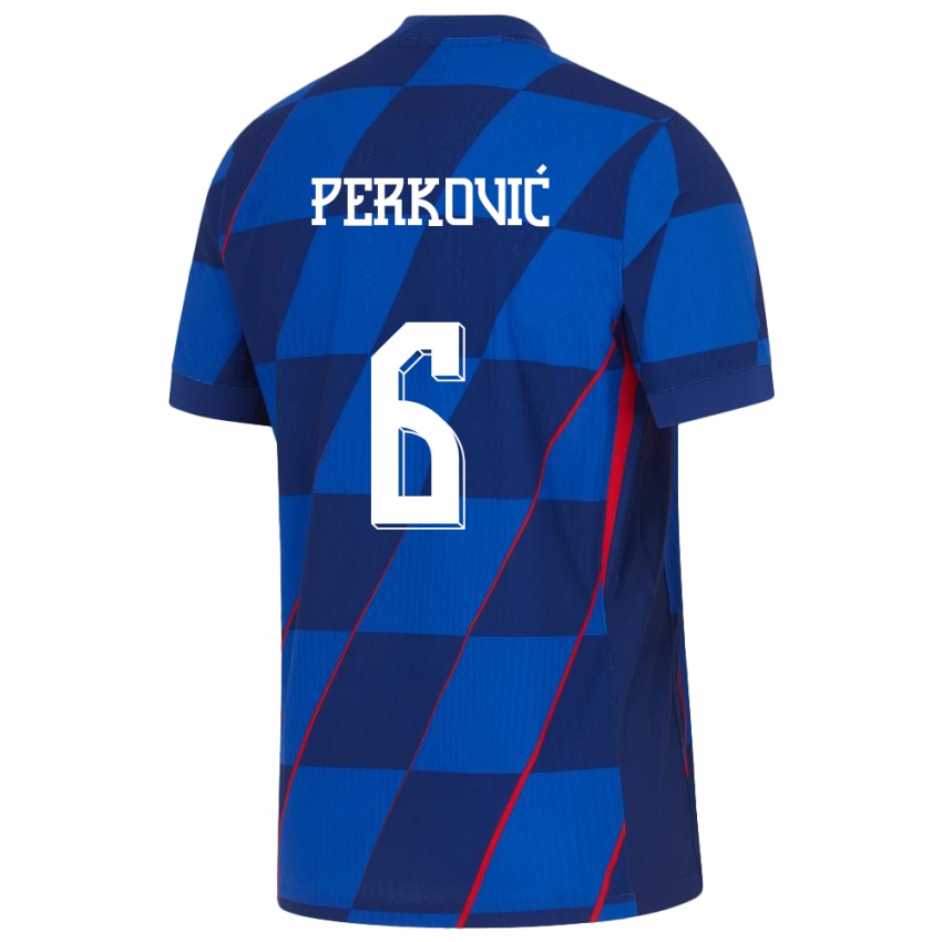 Niño Camiseta Croacia Mauro Perkovic #6 Azul 2ª Equipación 24-26 La Camisa Perú