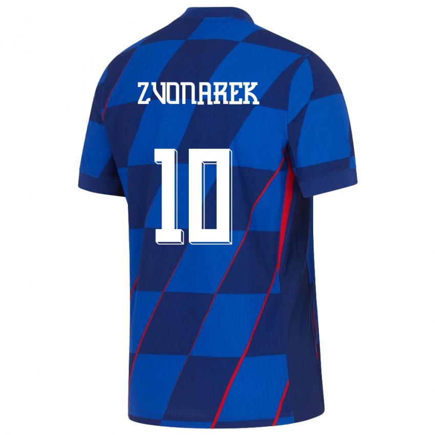 Niño Camiseta Croacia Lovro Zvonarek #10 Azul 2ª Equipación 24-26 La Camisa Perú