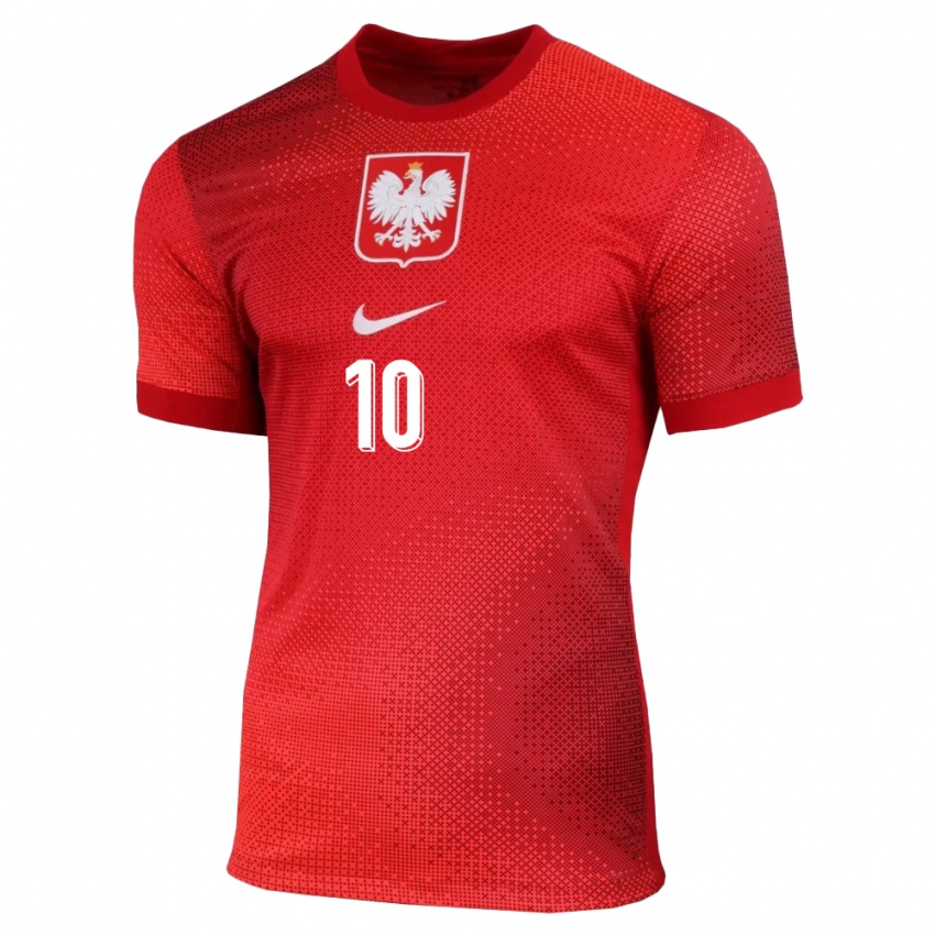 Niño Camiseta Polonia Piotr Zielinski #10 Rojo 2ª Equipación 24-26 La Camisa Perú