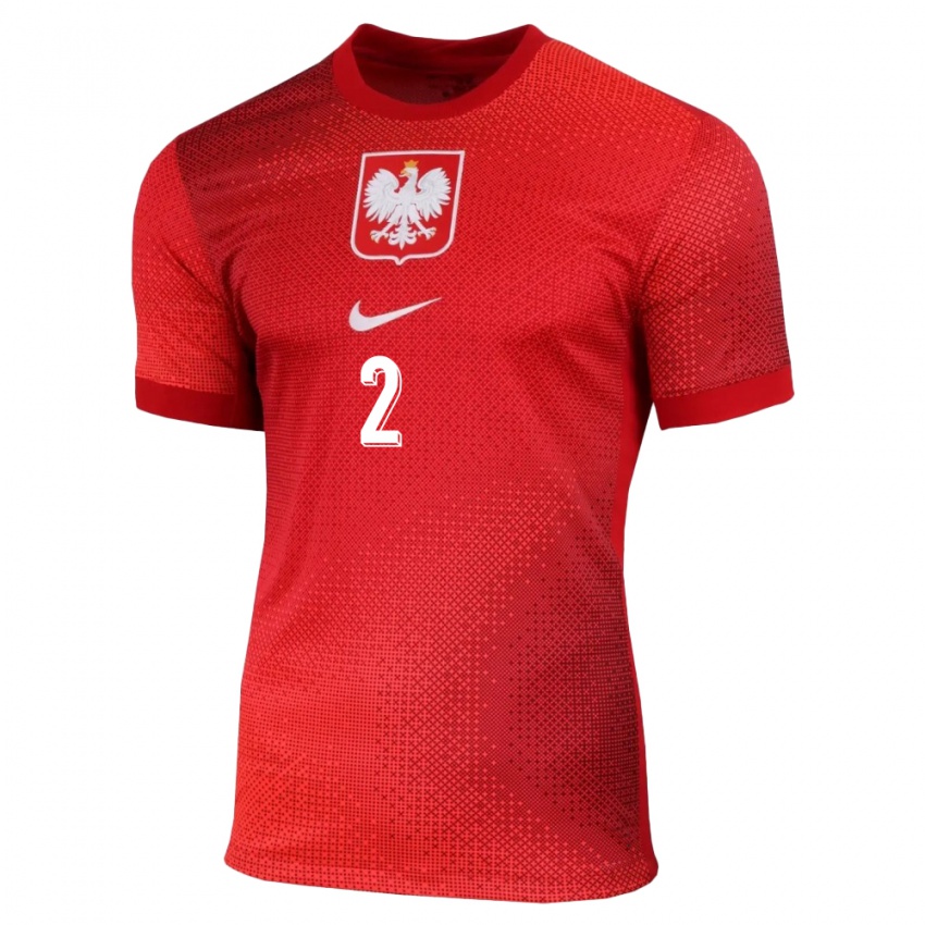 Niño Camiseta Polonia Jakub Kolan #2 Rojo 2ª Equipación 24-26 La Camisa Perú