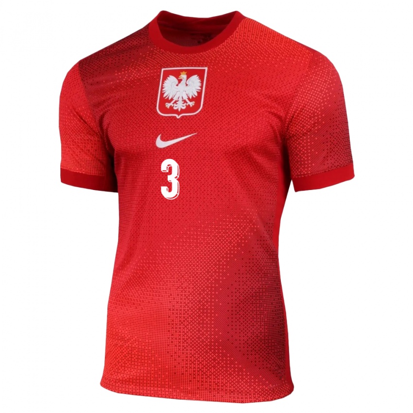 Niño Camiseta Polonia Jakub Krzyzanowski #3 Rojo 2ª Equipación 24-26 La Camisa Perú