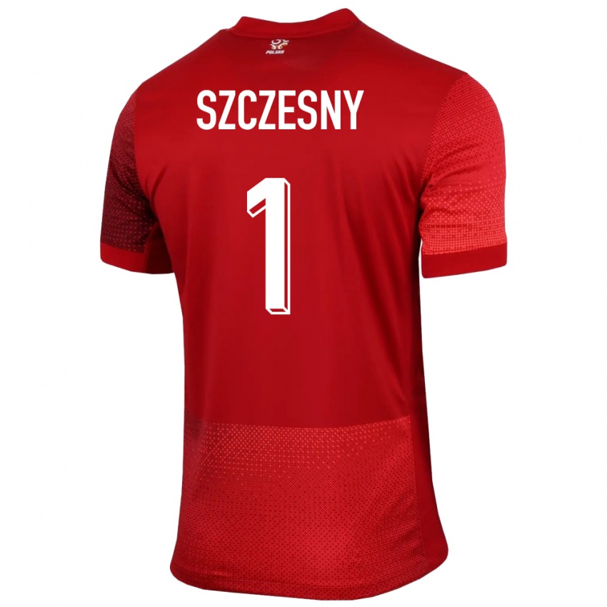 Niño Camiseta Polonia Wojciech Szczesny #1 Rojo 2ª Equipación 24-26 La Camisa Perú