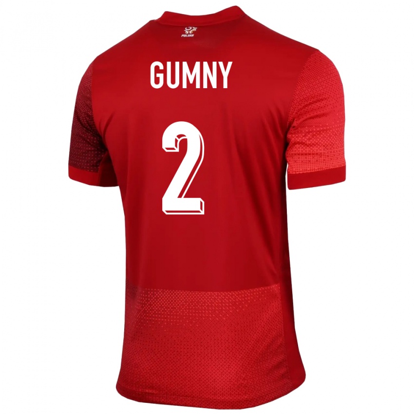 Niño Camiseta Polonia Robert Gumny #2 Rojo 2ª Equipación 24-26 La Camisa Perú