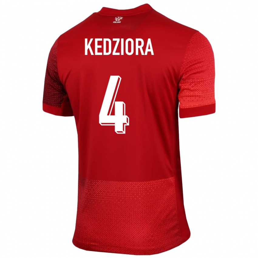 Niño Camiseta Polonia Tomasz Kedziora #4 Rojo 2ª Equipación 24-26 La Camisa Perú