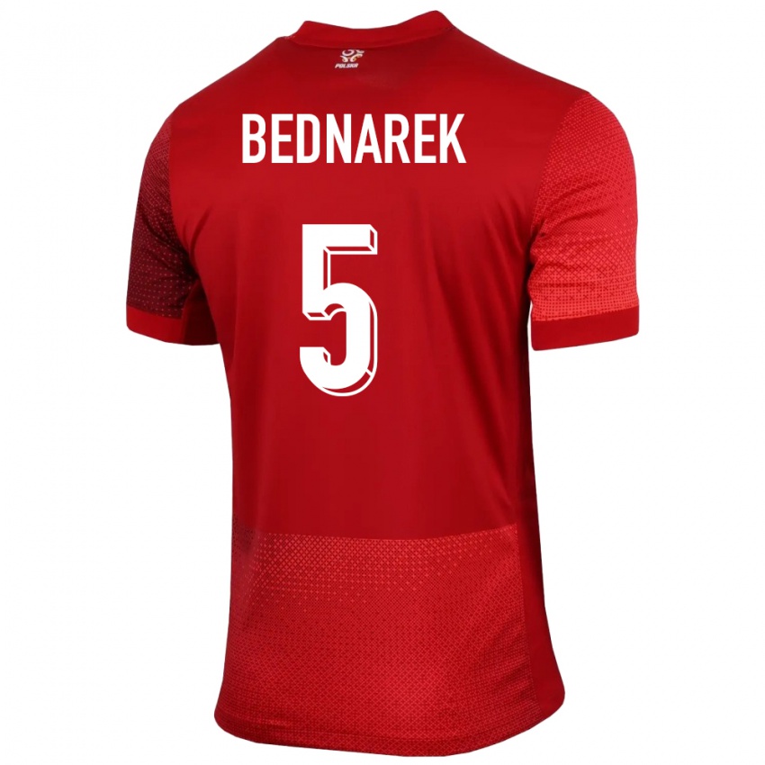 Niño Camiseta Polonia Jan Bednarek #5 Rojo 2ª Equipación 24-26 La Camisa Perú