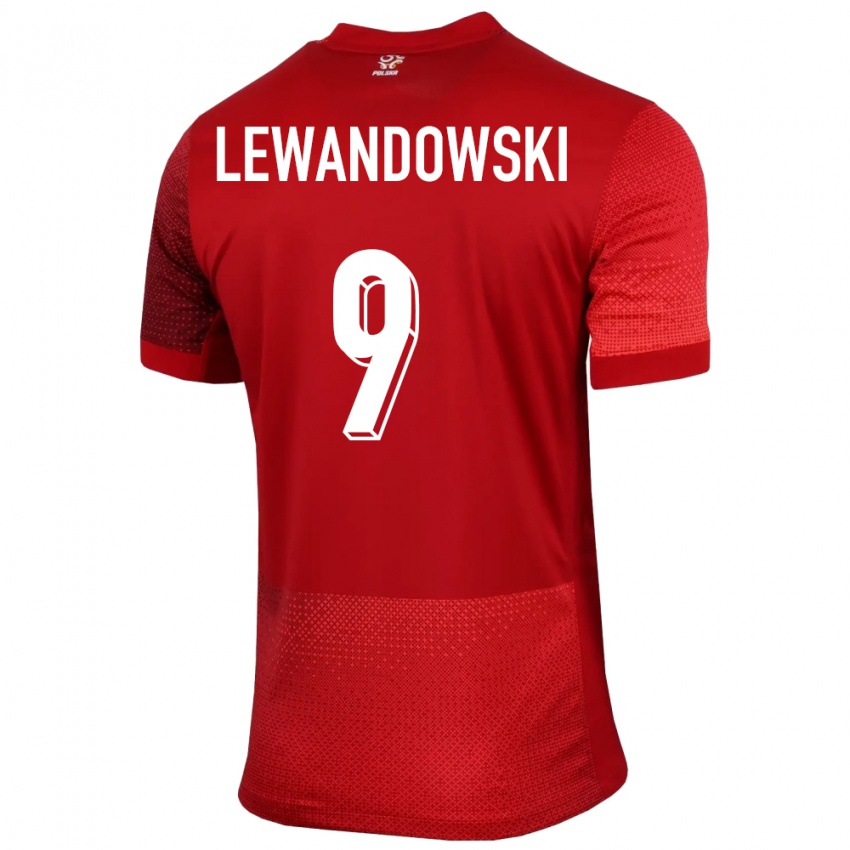 Niño Camiseta Polonia Robert Lewandowski #9 Rojo 2ª Equipación 24-26 La Camisa Perú