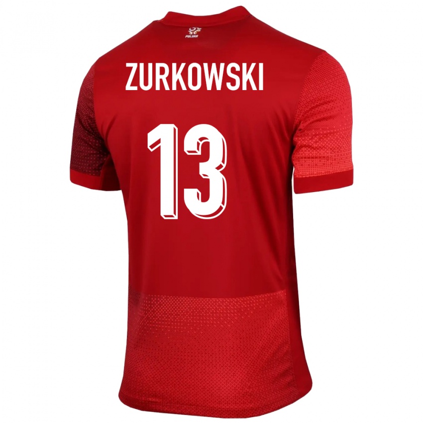 Niño Camiseta Polonia Szymon Zurkowski #13 Rojo 2ª Equipación 24-26 La Camisa Perú