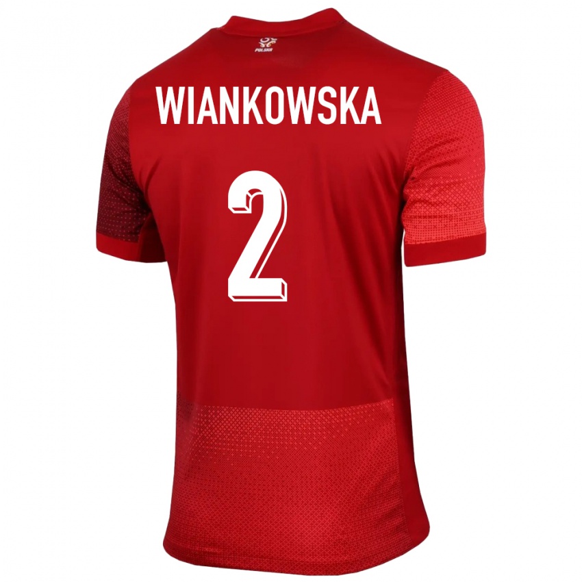 Niño Camiseta Polonia Martyna Wiankowska #2 Rojo 2ª Equipación 24-26 La Camisa Perú