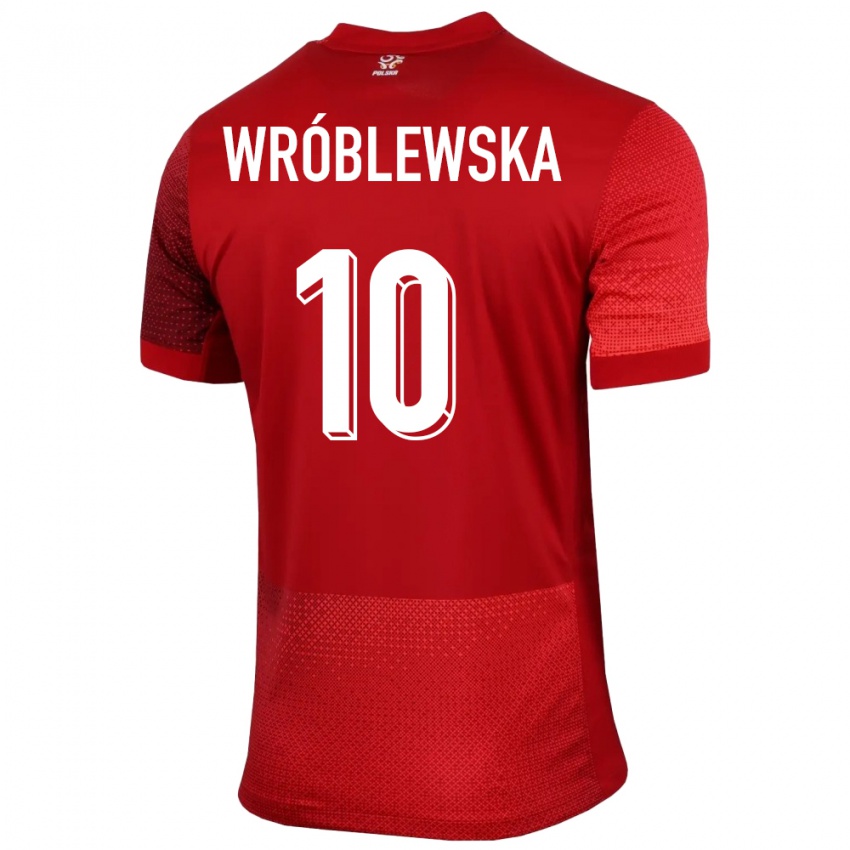 Niño Camiseta Polonia Joanna Wroblewska #10 Rojo 2ª Equipación 24-26 La Camisa Perú