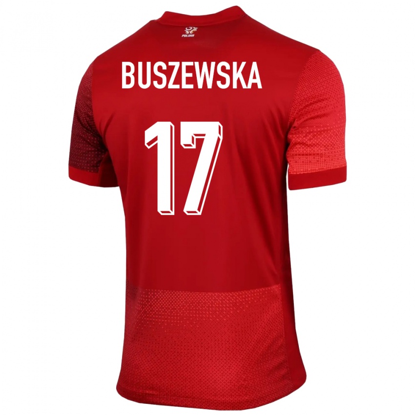 Niño Camiseta Polonia Zofia Buszewska #17 Rojo 2ª Equipación 24-26 La Camisa Perú