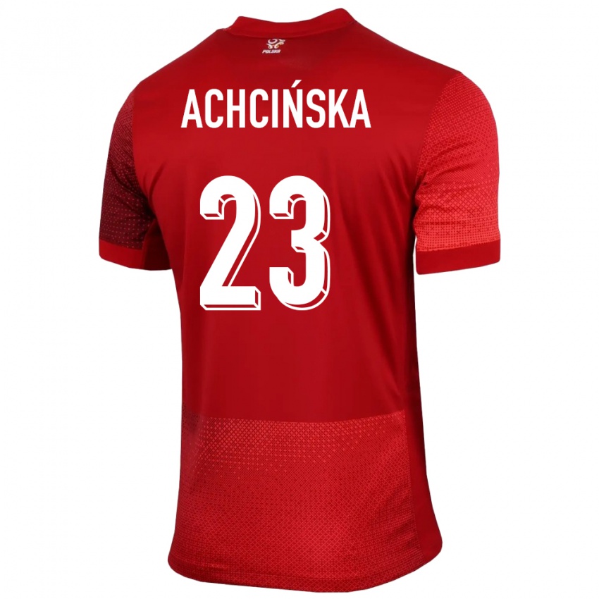 Niño Camiseta Polonia Adriana Achcinska #23 Rojo 2ª Equipación 24-26 La Camisa Perú