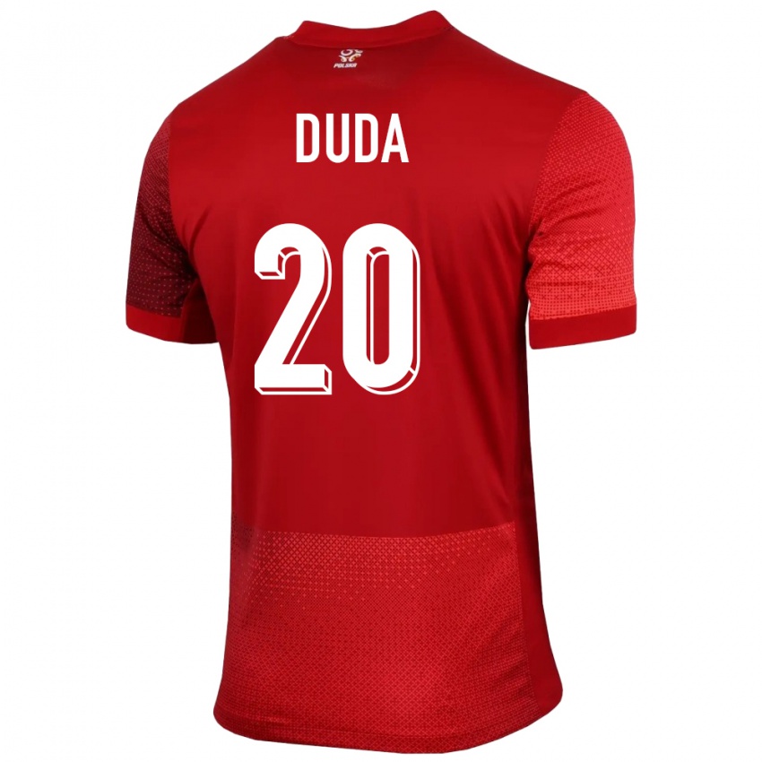 Niño Camiseta Polonia Kacper Duda #20 Rojo 2ª Equipación 24-26 La Camisa Perú