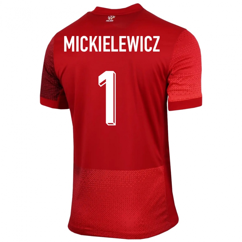 Niño Camiseta Polonia Aleksander Mickielewicz #1 Rojo 2ª Equipación 24-26 La Camisa Perú