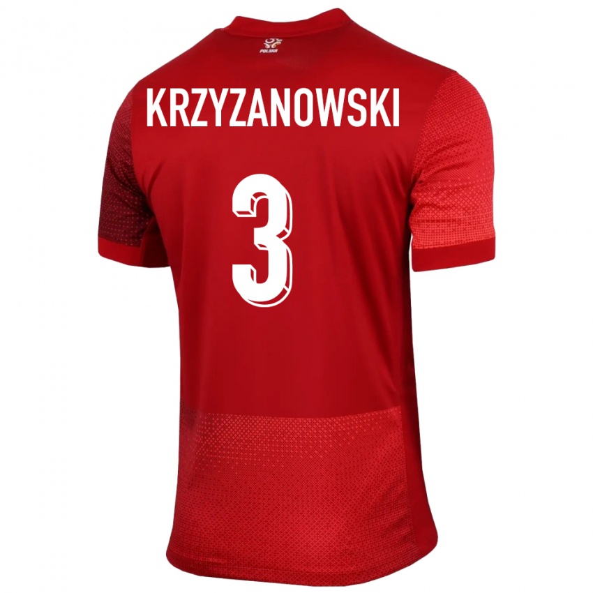 Niño Camiseta Polonia Jakub Krzyzanowski #3 Rojo 2ª Equipación 24-26 La Camisa Perú