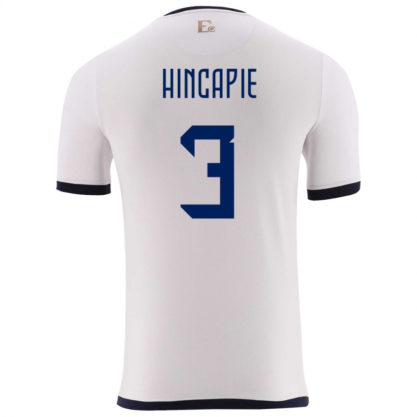 Niño Camiseta Ecuador Piero Hincapie #3 Blanco 2ª Equipación 24-26 La Camisa Perú