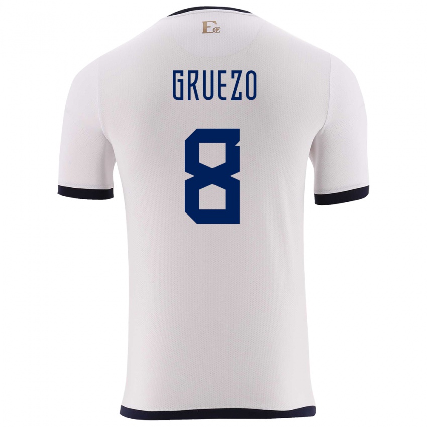 Niño Camiseta Ecuador Carlos Gruezo #8 Blanco 2ª Equipación 24-26 La Camisa Perú