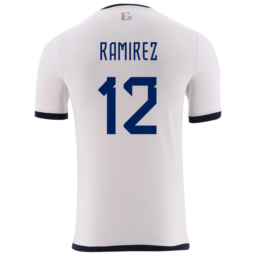 Niño Camiseta Ecuador Moises Ramirez #12 Blanco 2ª Equipación 24-26 La Camisa Perú