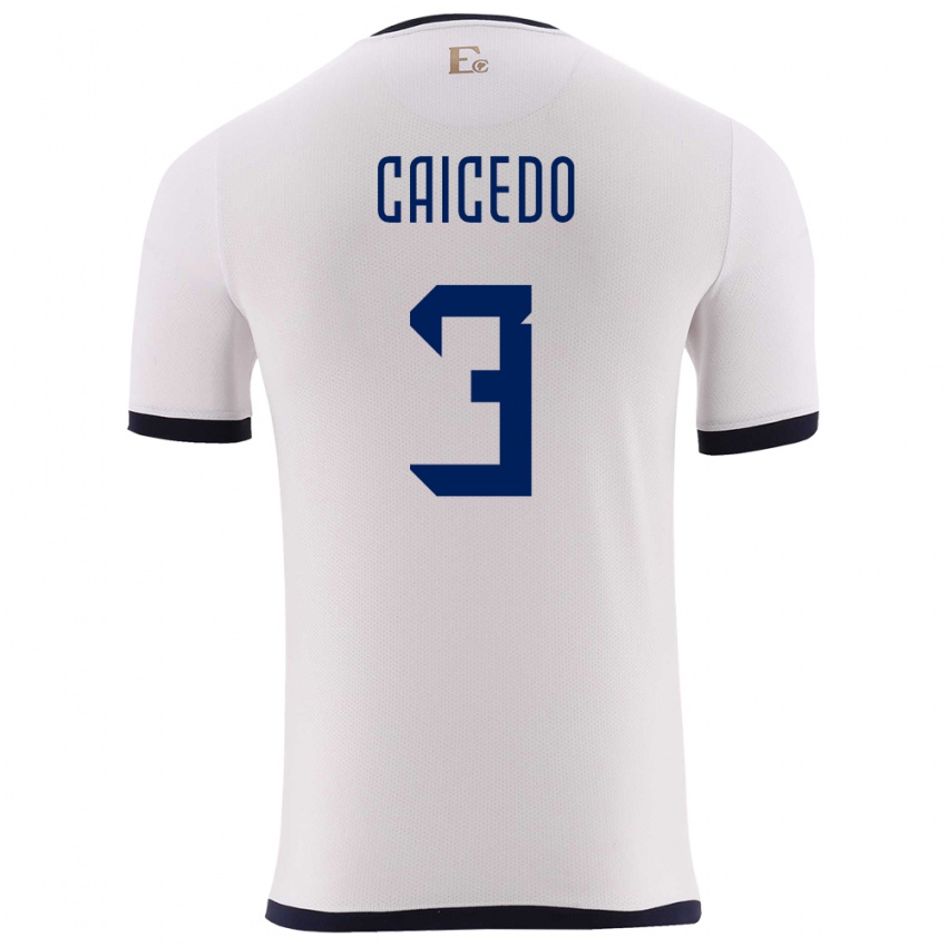 Niño Camiseta Ecuador Jessy Caicedo #3 Blanco 2ª Equipación 24-26 La Camisa Perú