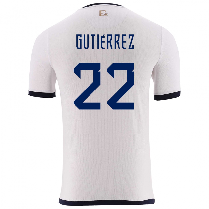 Niño Camiseta Ecuador Melanie Gutierrez #22 Blanco 2ª Equipación 24-26 La Camisa Perú