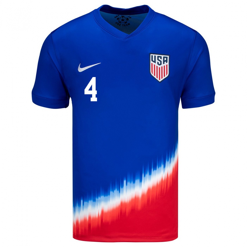 Niño Camiseta Estados Unidos Tyler Adams #4 Azul 2ª Equipación 24-26 La Camisa Perú