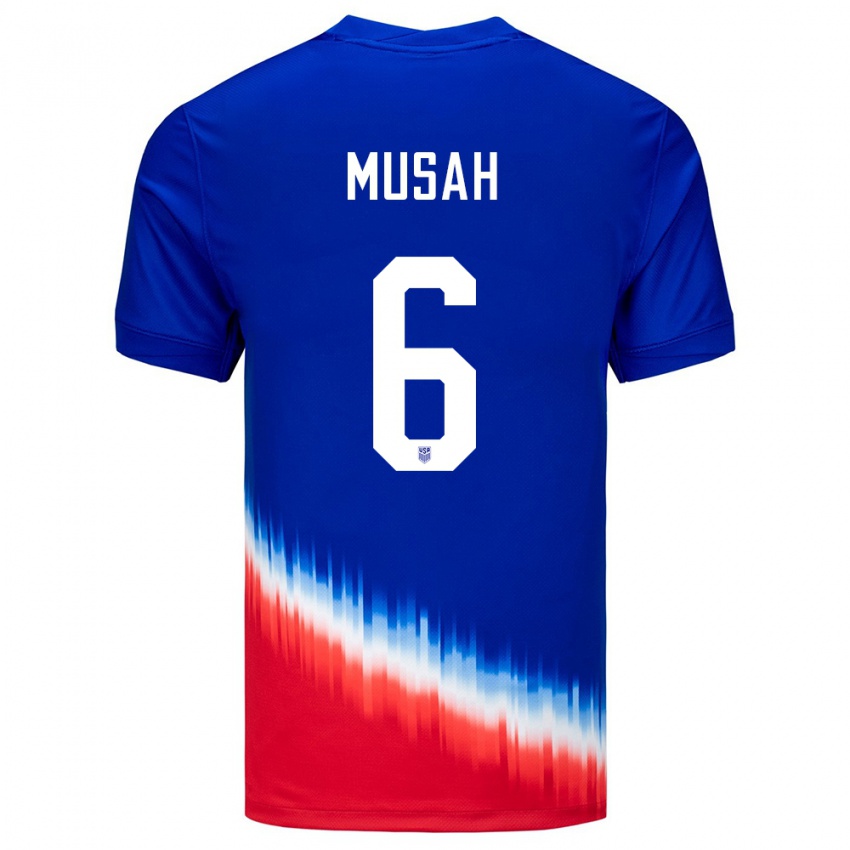 Niño Camiseta Estados Unidos Yunus Musah #6 Azul 2ª Equipación 24-26 La Camisa Perú