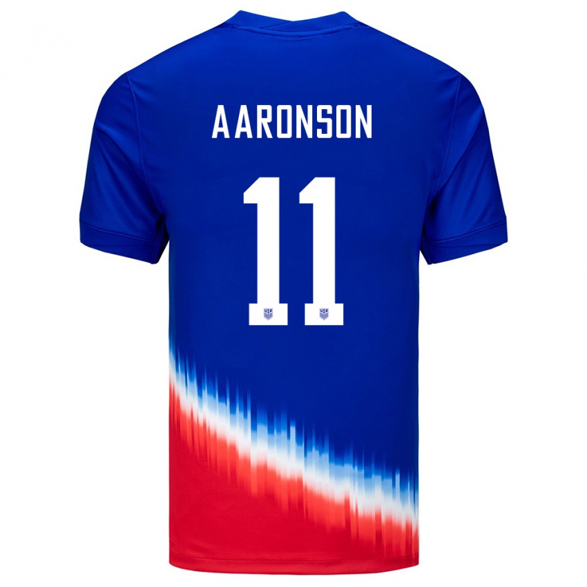 Niño Camiseta Estados Unidos Brenden Aaronson #11 Azul 2ª Equipación 24-26 La Camisa Perú