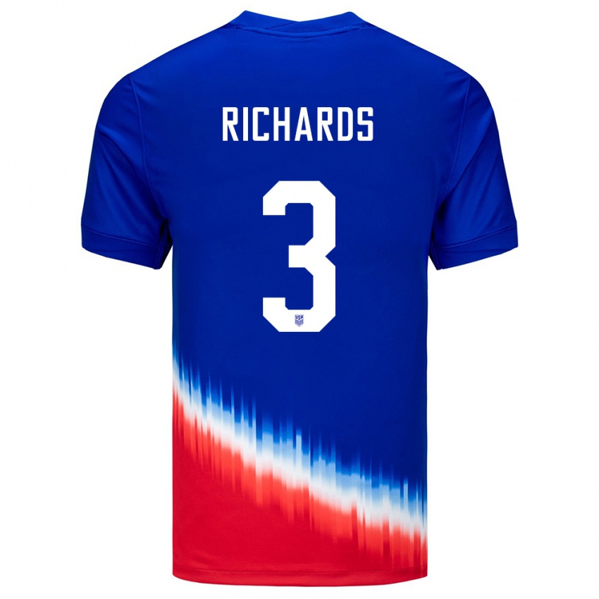 Niño Camiseta Estados Unidos Chris Richards #3 Azul 2ª Equipación 24-26 La Camisa Perú