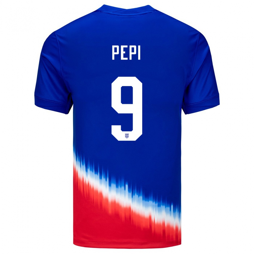 Niño Camiseta Estados Unidos Ricardo Pepi #9 Azul 2ª Equipación 24-26 La Camisa Perú