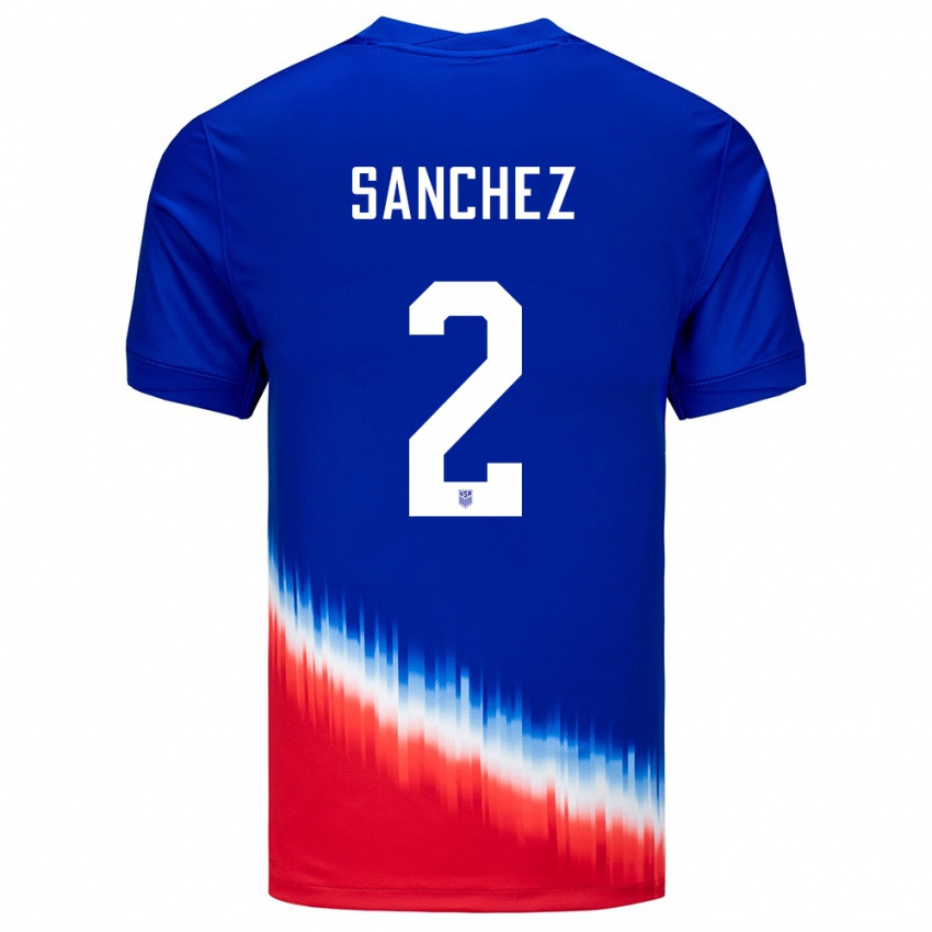 Niño Camiseta Estados Unidos Ashley Sanchez #2 Azul 2ª Equipación 24-26 La Camisa Perú