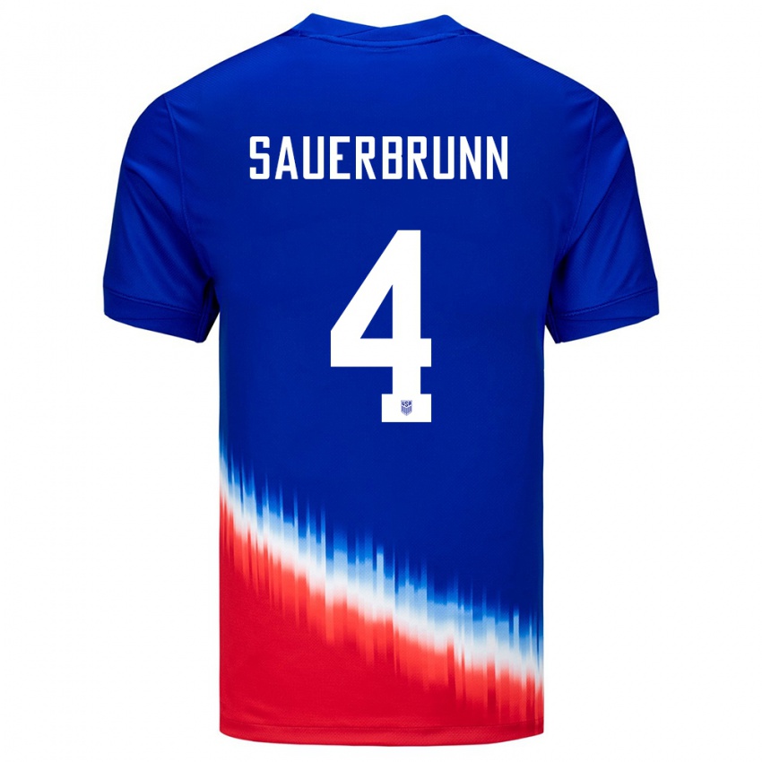 Niño Camiseta Estados Unidos Becky Sauerbrunn #4 Azul 2ª Equipación 24-26 La Camisa Perú