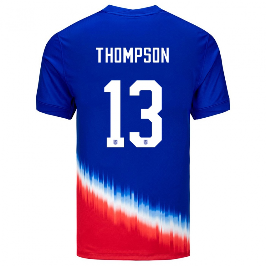 Niño Camiseta Estados Unidos Alyssa Thompson #13 Azul 2ª Equipación 24-26 La Camisa Perú