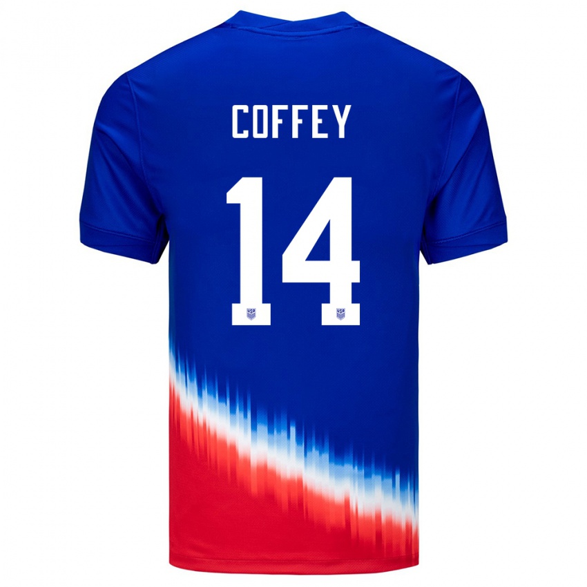 Niño Camiseta Estados Unidos Sam Coffey #14 Azul 2ª Equipación 24-26 La Camisa Perú