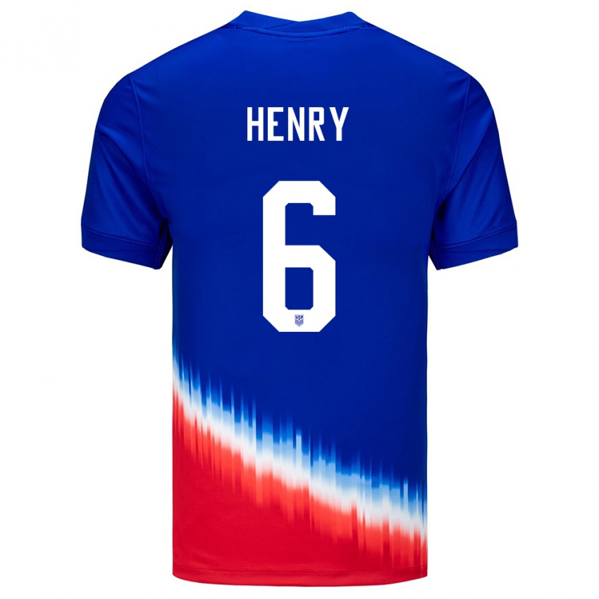 Niño Camiseta Estados Unidos Kobi Henry #6 Azul 2ª Equipación 24-26 La Camisa Perú