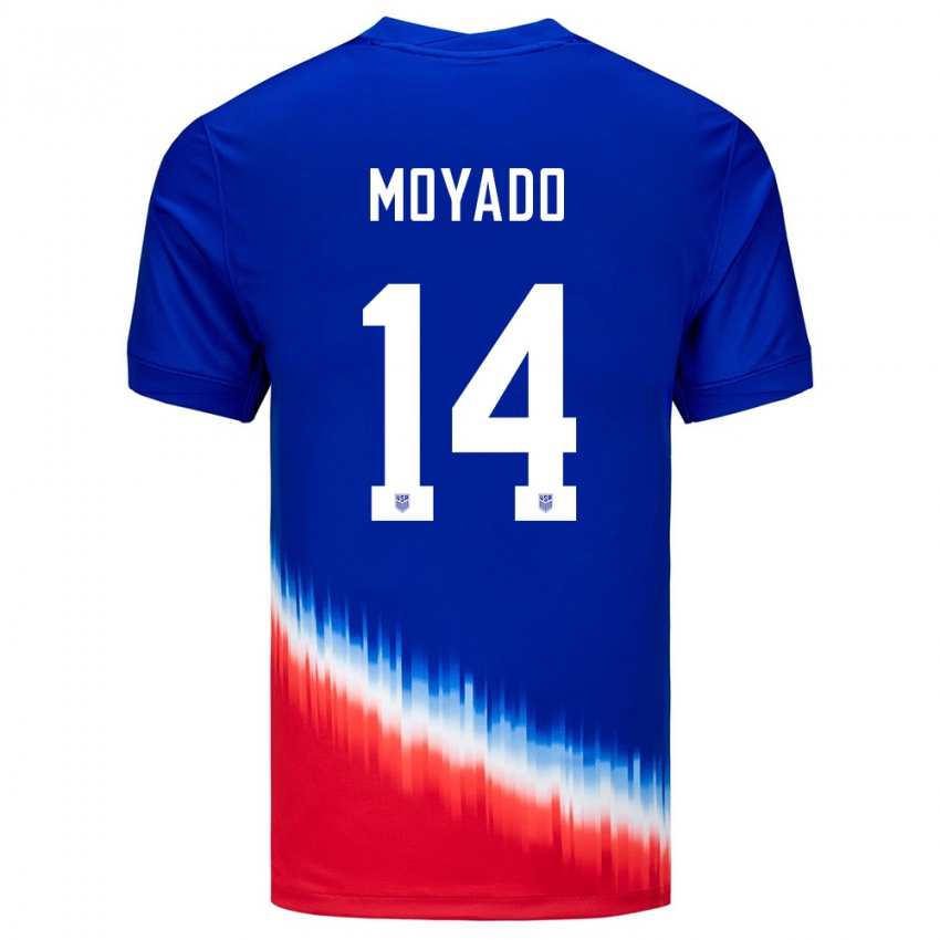 Niño Camiseta Estados Unidos Bryan Moyado #14 Azul 2ª Equipación 24-26 La Camisa Perú