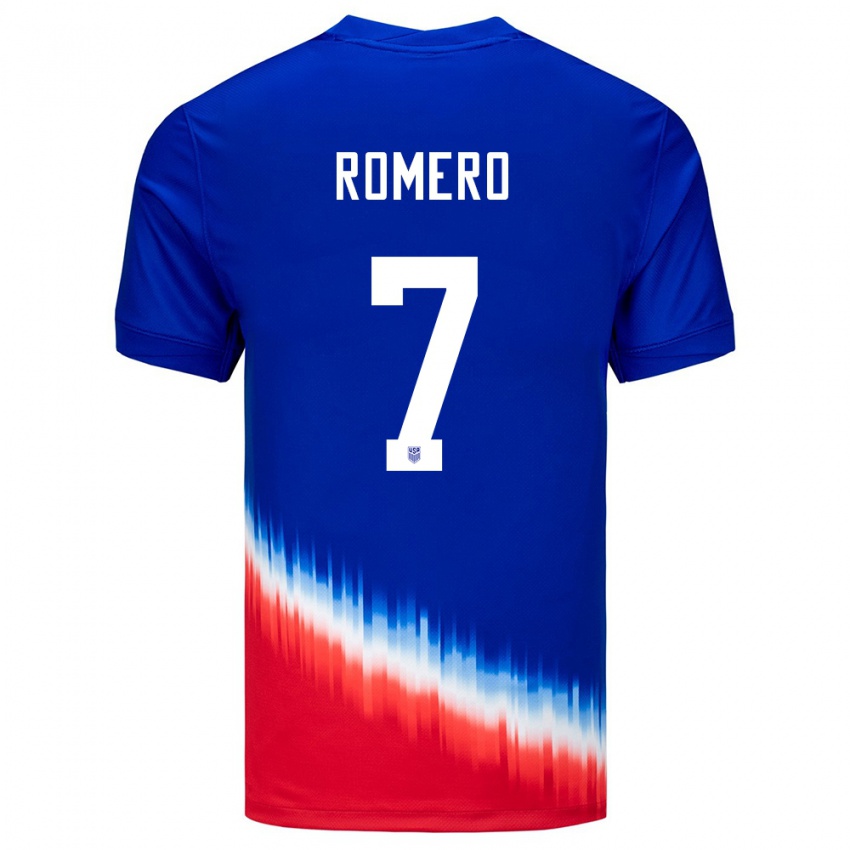 Niño Camiseta Estados Unidos Brian Romero #7 Azul 2ª Equipación 24-26 La Camisa Perú