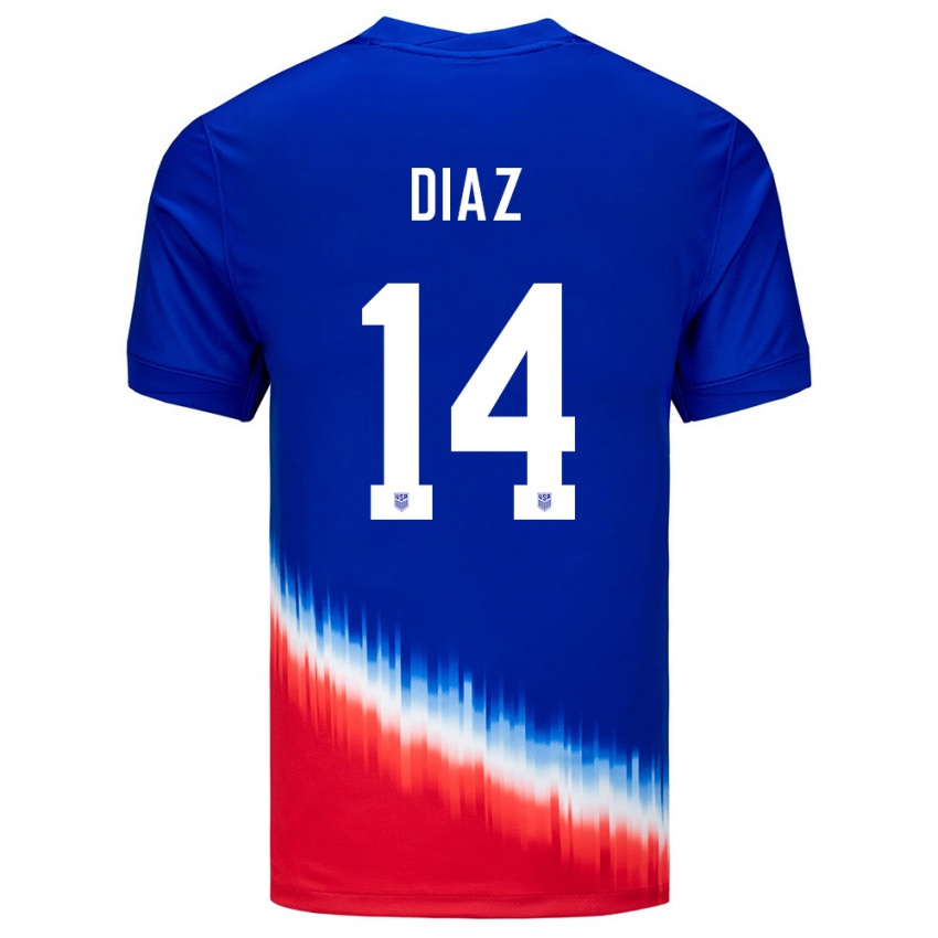 Niño Camiseta Estados Unidos Christian Diaz #14 Azul 2ª Equipación 24-26 La Camisa Perú