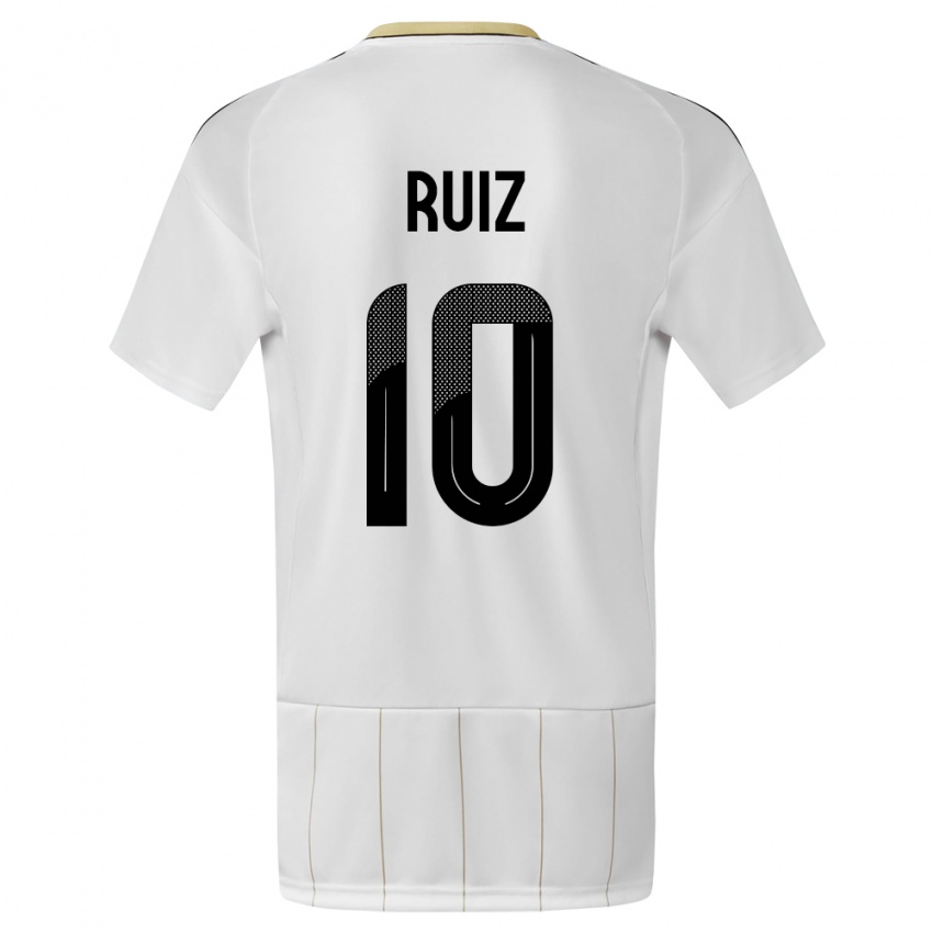 Niño Camiseta Costa Rica Bryan Ruiz #10 Blanco 2ª Equipación 24-26 La Camisa Perú