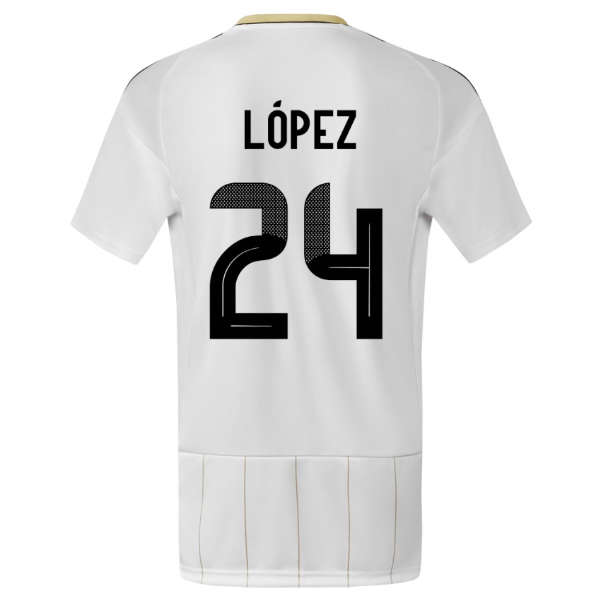 Niño Camiseta Costa Rica Douglas Lopez #24 Blanco 2ª Equipación 24-26 La Camisa Perú