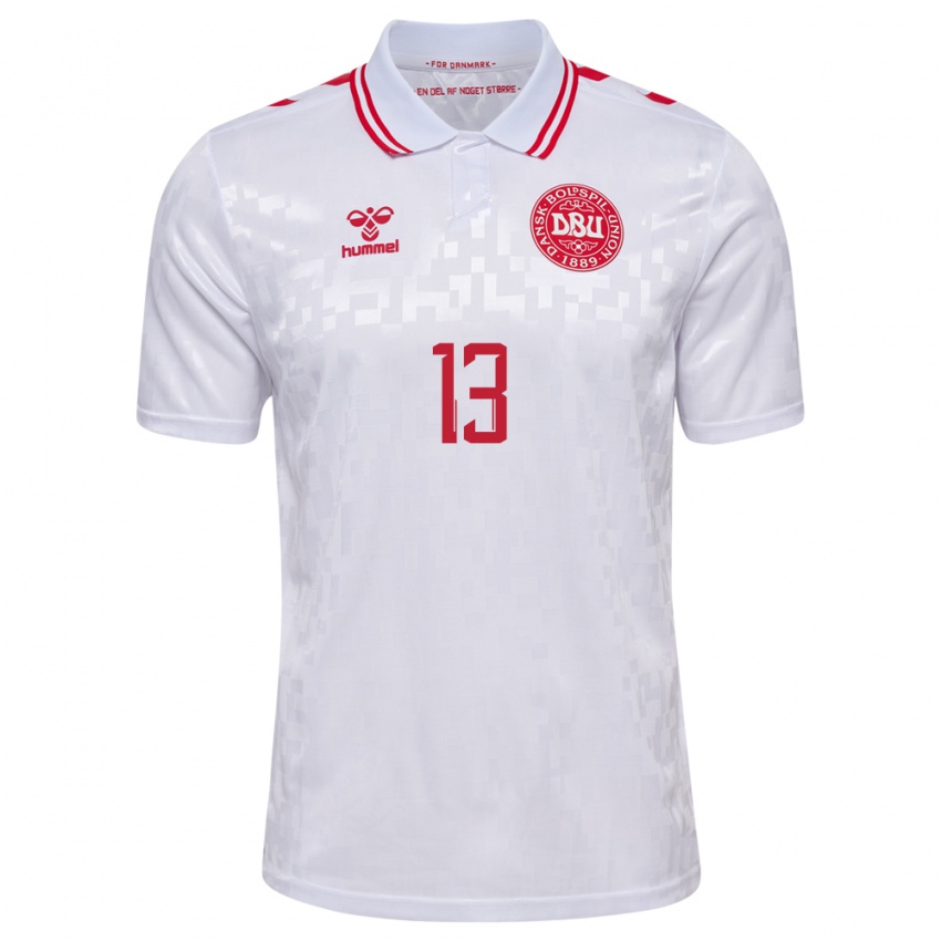 Niño Camiseta Dinamarca Sofie Junge #13 Blanco 2ª Equipación 24-26 La Camisa Perú