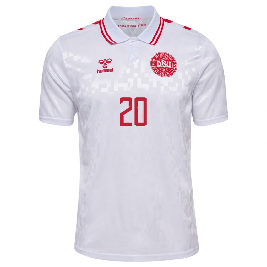 Niño Camiseta Dinamarca Tochi Chukwuani #20 Blanco 2ª Equipación 24-26 La Camisa Perú