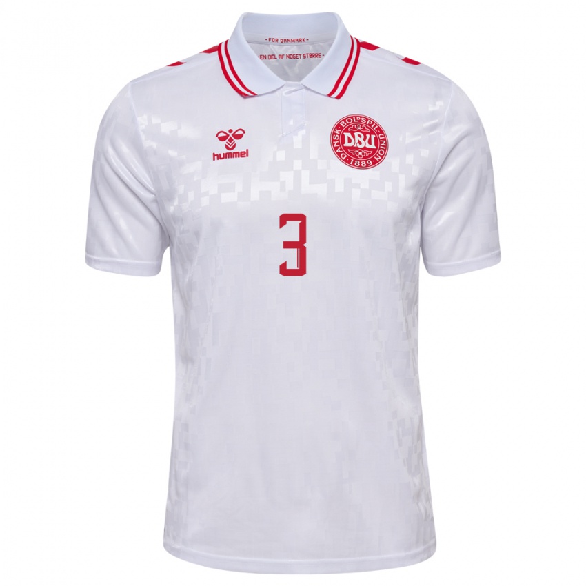 Niño Camiseta Dinamarca Pontus Texel #3 Blanco 2ª Equipación 24-26 La Camisa Perú